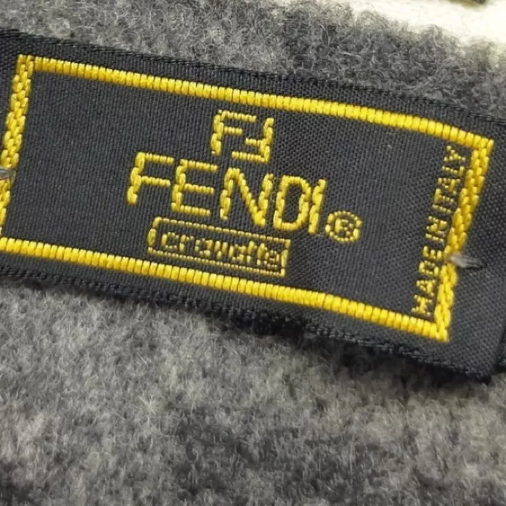 Auth Fendi Shades of Gray Print Wool Scarf Muffler Stole